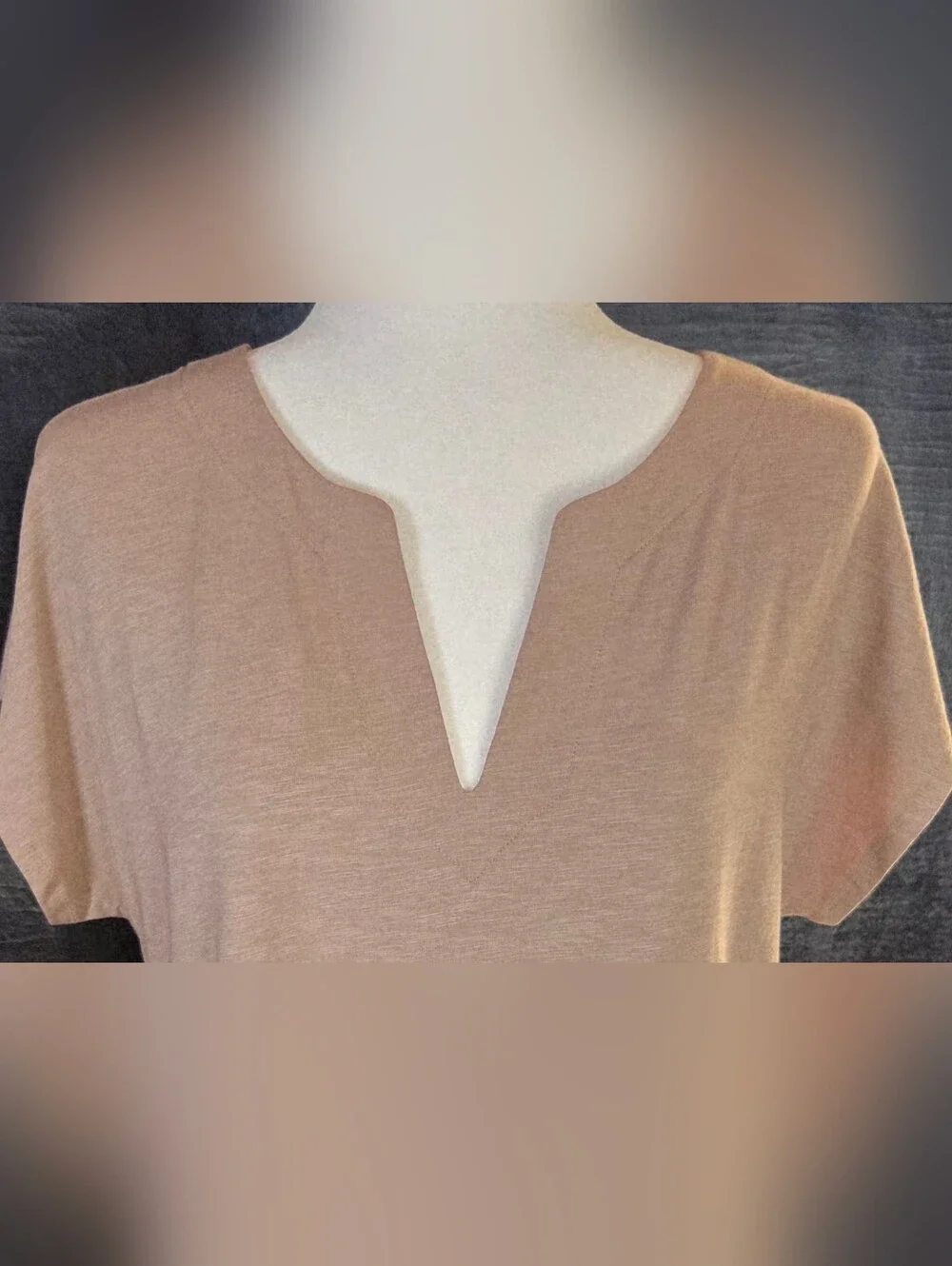 NWT Sigrid Olsen Taupe Split V-Neck Blouse Size M Cotton Tencel Eco Luxury Top - Picture 6 of 13